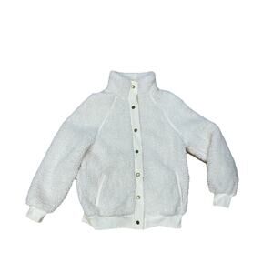 Merokeety Fuzzy Fleece Cardigan Jacket Cream/Off White Color Sz Small Soft Cozy